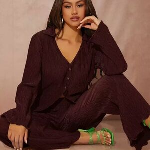 Chic Burgundy Two-Piece Set